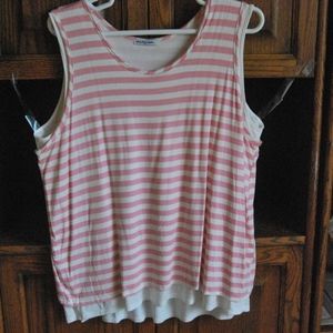 Cha Cha Vente 3X Tank Top Ivory Pink Striped